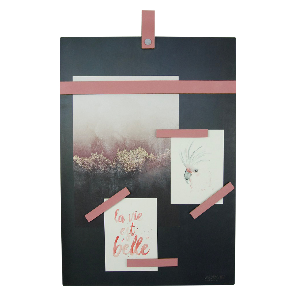 Magneetbord met magneetstrips Leer: Zachtroze (inclusief 6 leren magneetstrips)