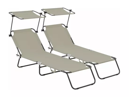 Lot de 2 bains de soleil pliable 