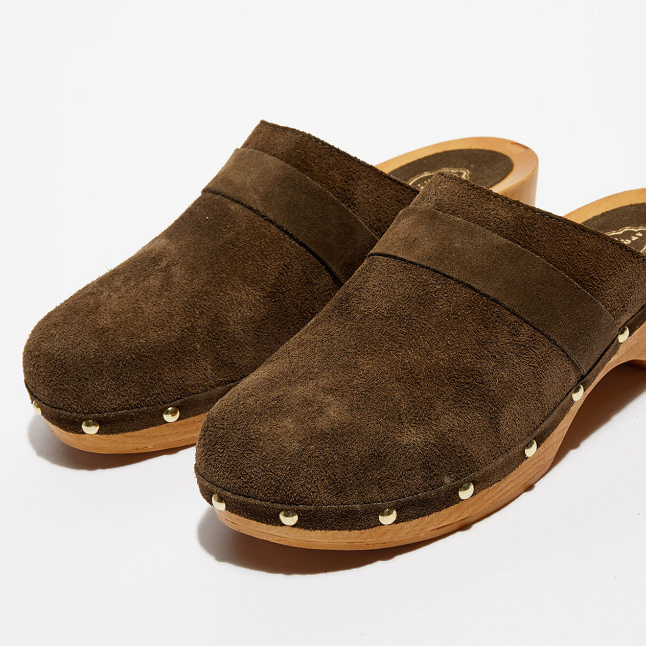Apologie Studio Sabots en Velours de Cuir Sofia kaki - Talon 5 cm