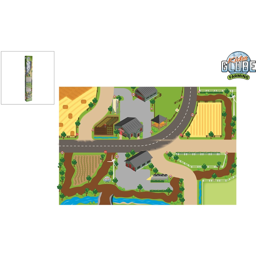 Kids Globe Farming Spielteppich Bauernhof XXL Grau, Grün Grau