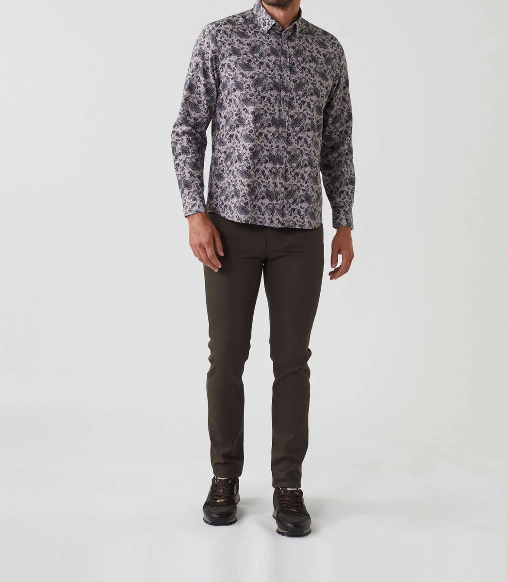 Chemise casual imprimée beige 