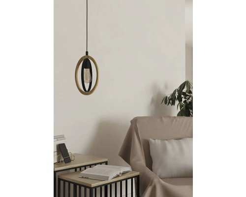 Hanglamp, 1-lichts, HxB 110x16 cm, zwart/bruin