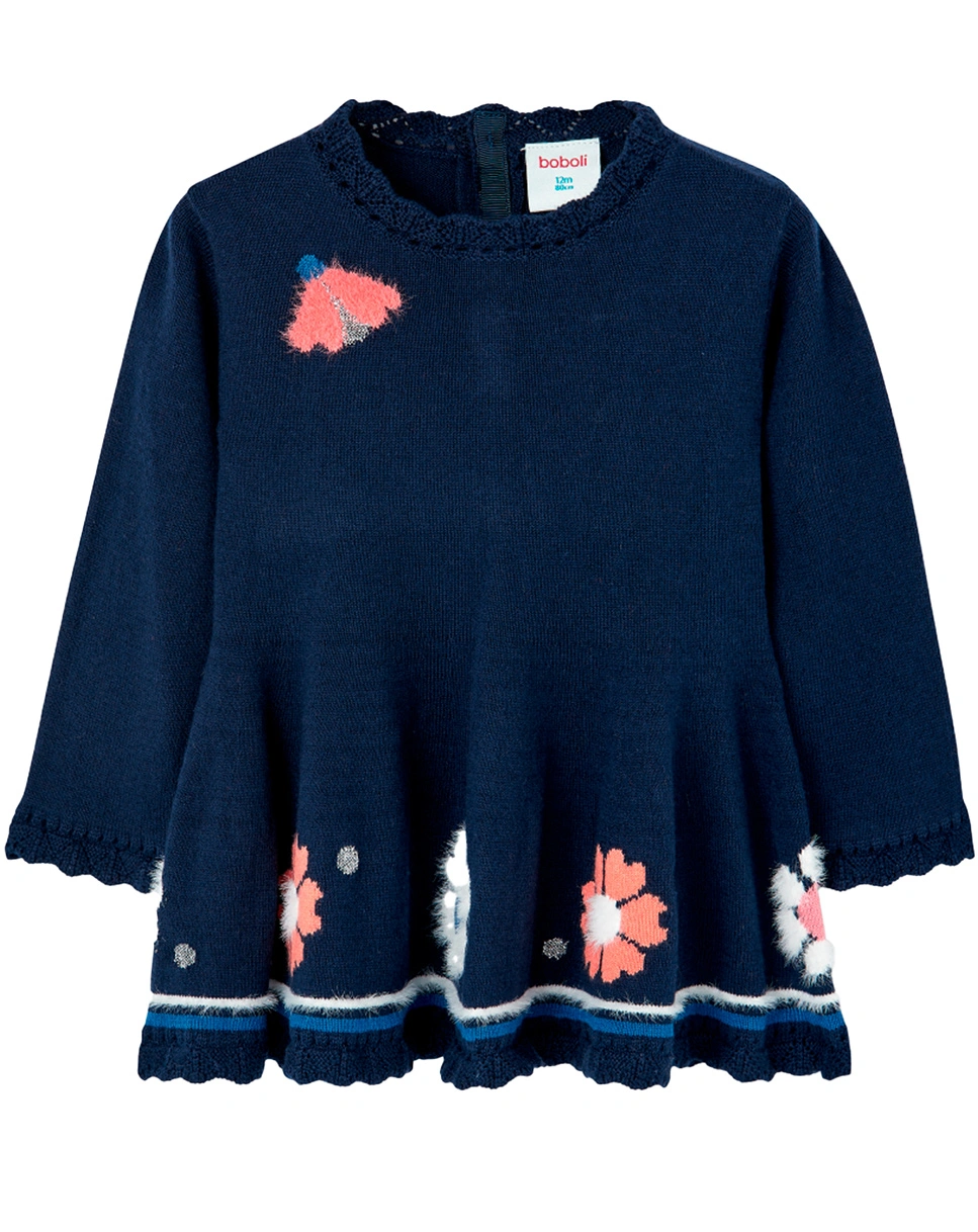 Strickkleid BLUMENWIESE in marine