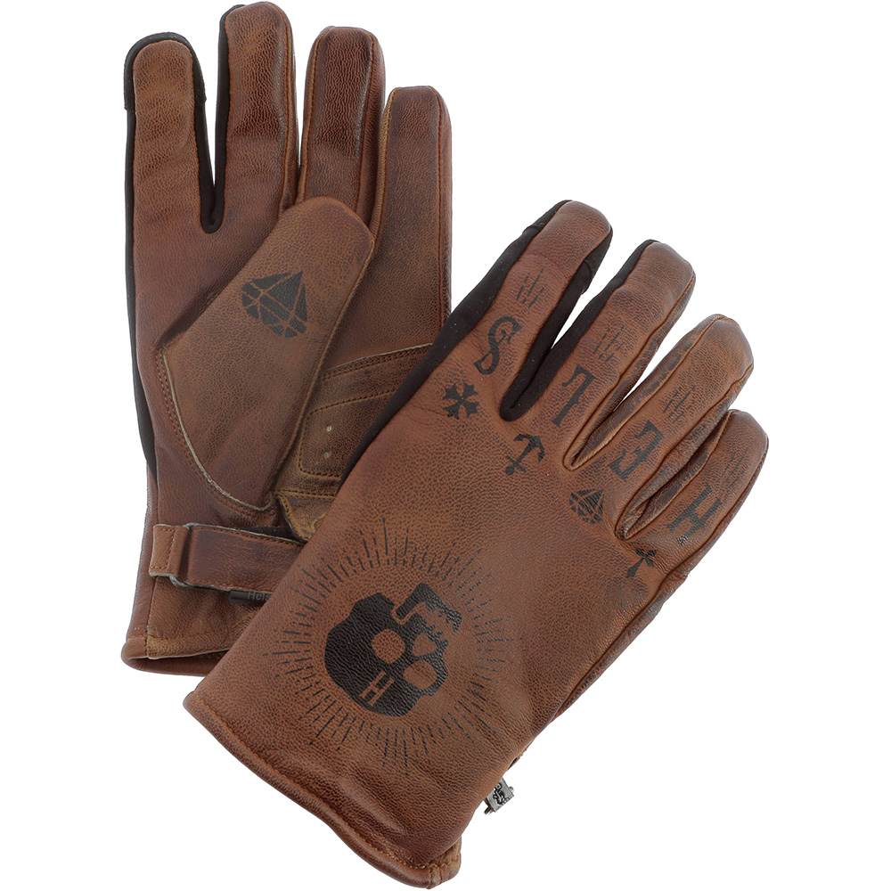 Helstons - Gants Kustom Hiver Skull Marron / Noir