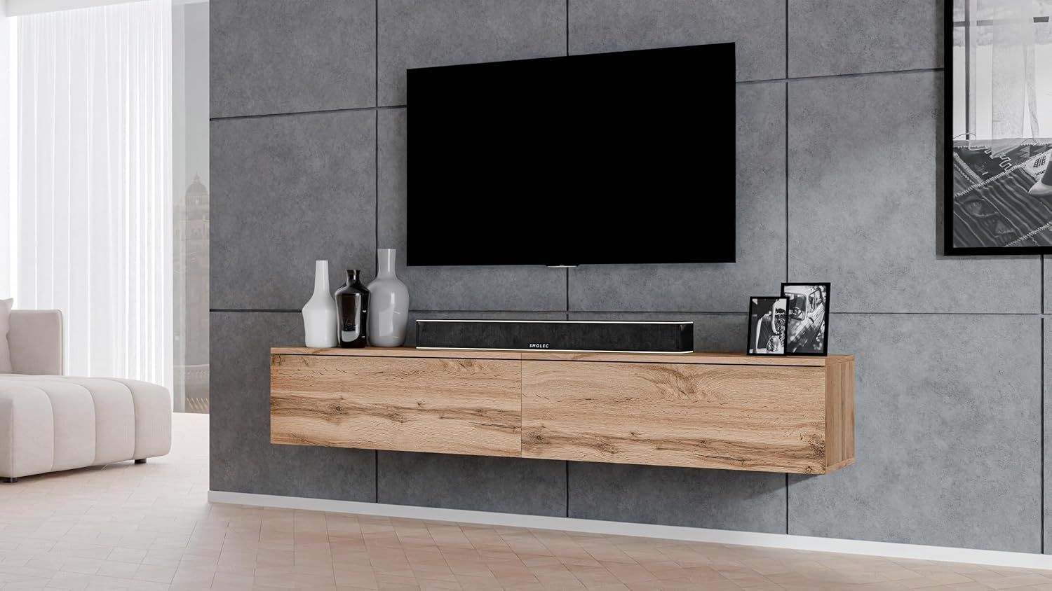 Schrank für TV Designer Lowboard Eiche Wotan Loriano 2x100cm