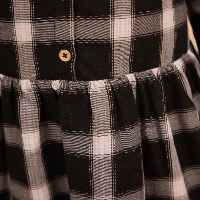 Robe chemise à carreaux en voile pour fille - Gris foncé