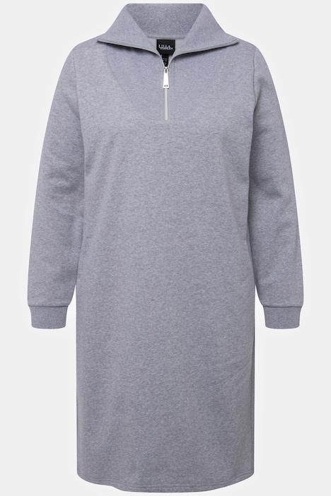 Sweatkleid, Troyerkragen, Reißverschluss, Langarm