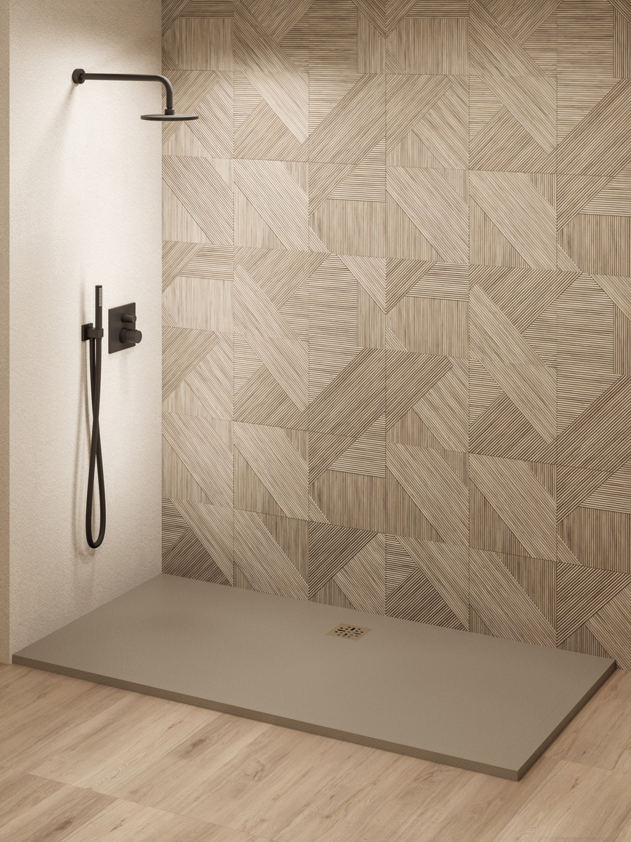 Saniclear Modo douchebak 200x100cm met stone finish cappuccino