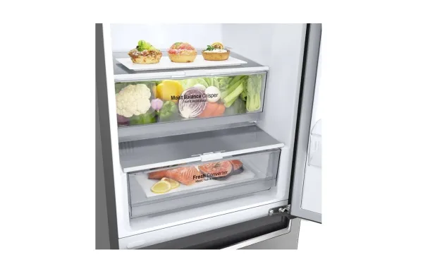 LG Refrigerator GBB71PZDMN A  , Free standing, Combi, Height 186 cm, No Frost system, Fridge net capacity 234 L, Freezer net capacity 107 L, Display, 36 dB, Silver