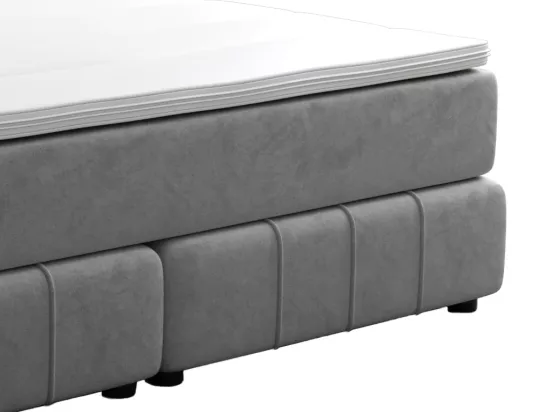 Ensemble complet boxspring tête de lit + sommier + matelas + surmatelas - 180 x 200 cm - Velours - Gris clair - HIDA de YSMÉE