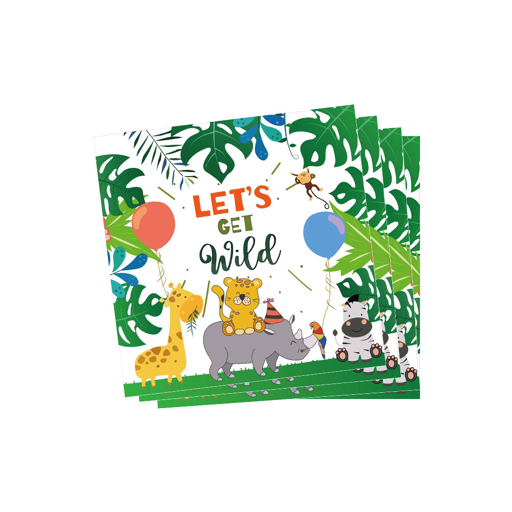 (20er Set) 33x33cm Einweg Servietten Kinder Party Tisch Dekoration Safari - Let's Get Wild
