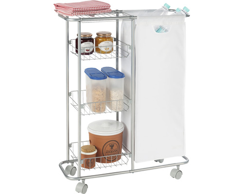 Wenko Slim chromen opvangwagen met uitneembare tas