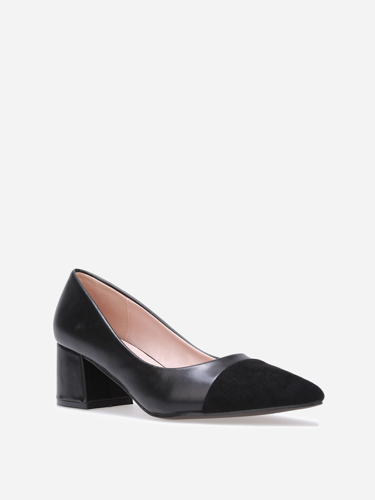 Escarpins pointus bi-matières- Noir