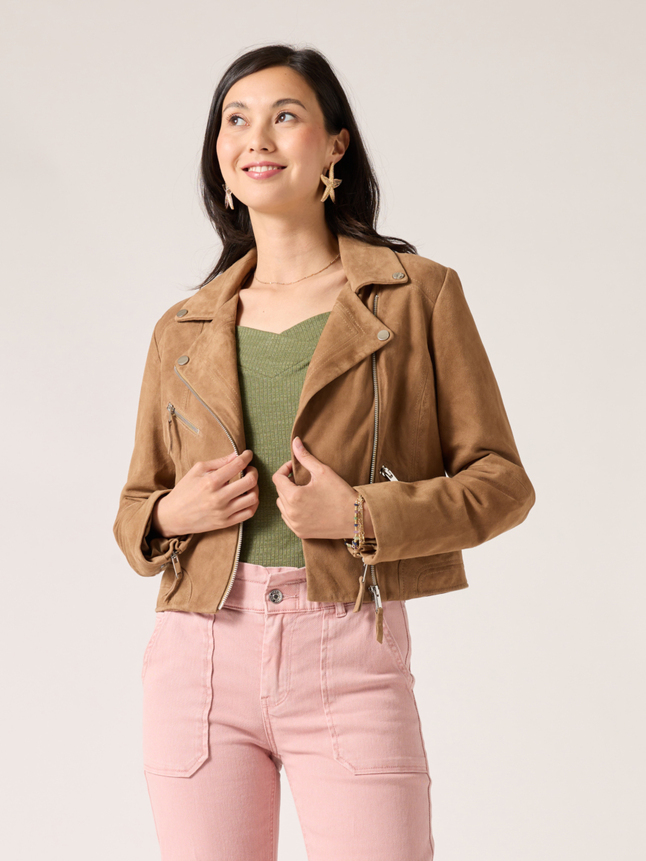 Veste en cuir suédé