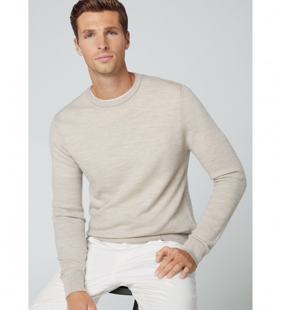Suéter Hackett Herringbone Jacq Bege