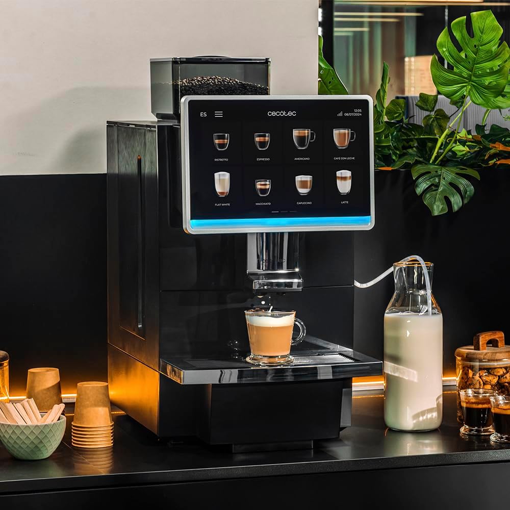 Cecotec Kommerzielle Superautomatische Kaffeemaschine Cremmaet Coffice. 2900W, Touchscreen, Gleichmäßiger Mahlgrad, 1 Mahlwerk, 26 Getränke, 1 kg Bohnenbehälter, 2L Wassertank