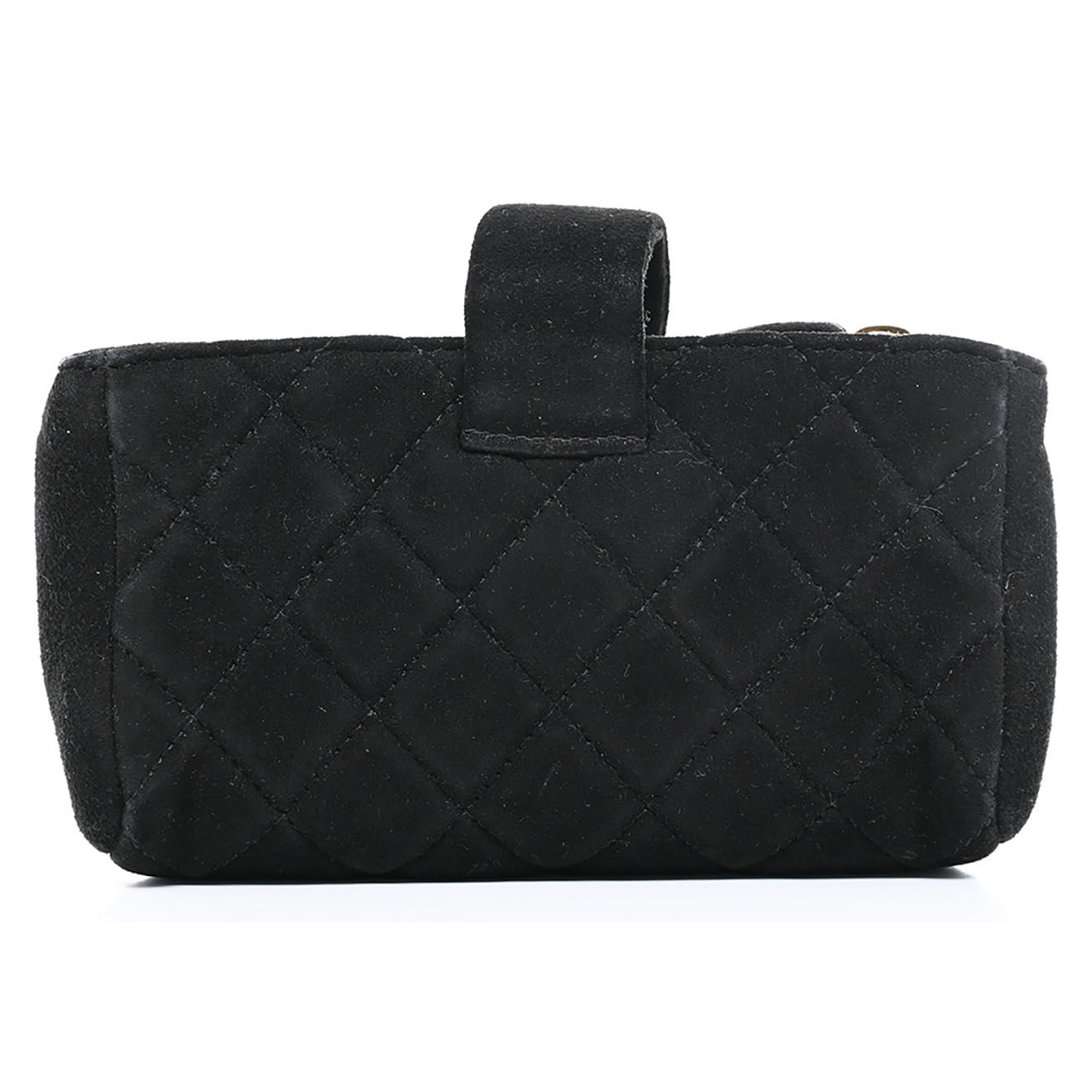 Chanel Porte-monnaie en Velours de Cuir noir - Très bon état - 12x7 cm