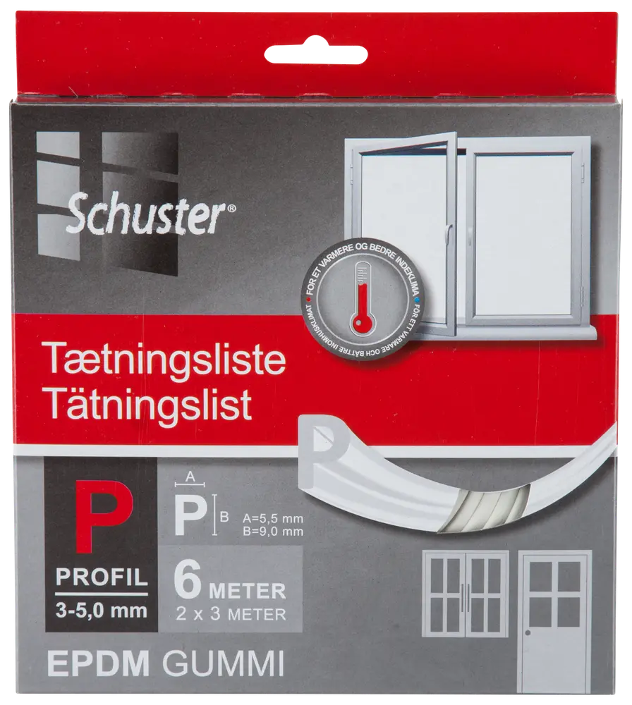 Schuster Tætningsliste P 5,5 x 9 mm 6 m