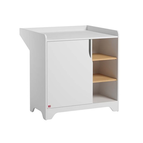 Chambre TRIO Lit 70x140 Commode Armoire LEAF Blanc/Bois - VOX