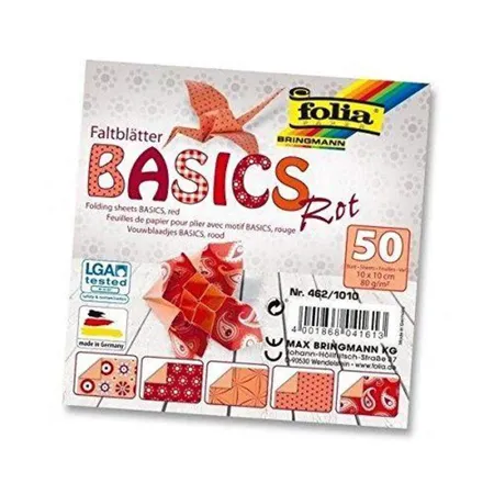 Folia Faltblätter Basics rot 10 x 10 cm, 50 Blatt