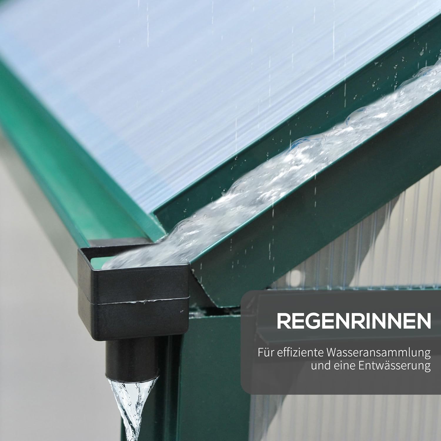 Outsunny Gewächshaus Aluminium Treibhaus mit Dachfenster Tür 190 x 192 x 201 cm Pflanzenhaus mit Fundament begehbares Tomatenhaus Witterungsbeständig Polycarbonat Grün+Transparent