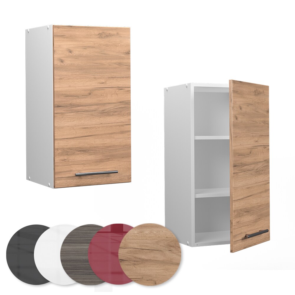 Vicco Hängeschrank Küchenschrank Küchenmöbel Fame-Line Weiß Eiche modern 40 cm Küche Einbauküche Hängeschrank Drehtür Einlegeboden Küchenzeile