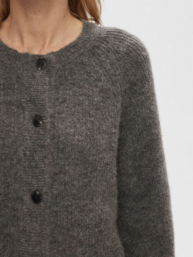 Selected Femme SLFLULU LS ALPACA BLEND KNIT SHORT CARDIGAN B NO Grå
