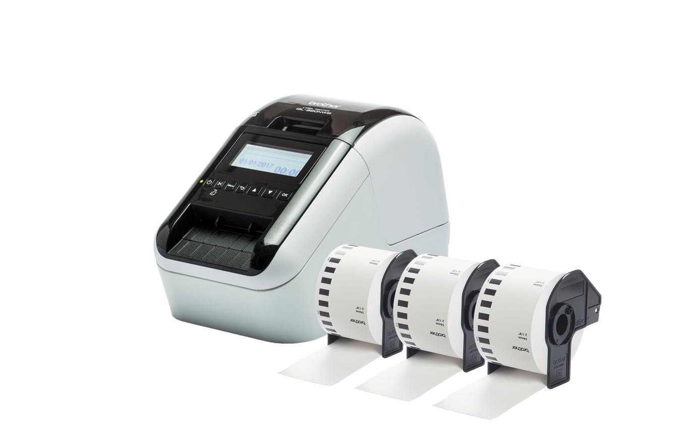 Etikettendrucker QL-820NWBcVM inkl. 3x DK-N55224<br>Netzwerk- und WLAN-fähiger 2-Farb-Thermodirektdrucker