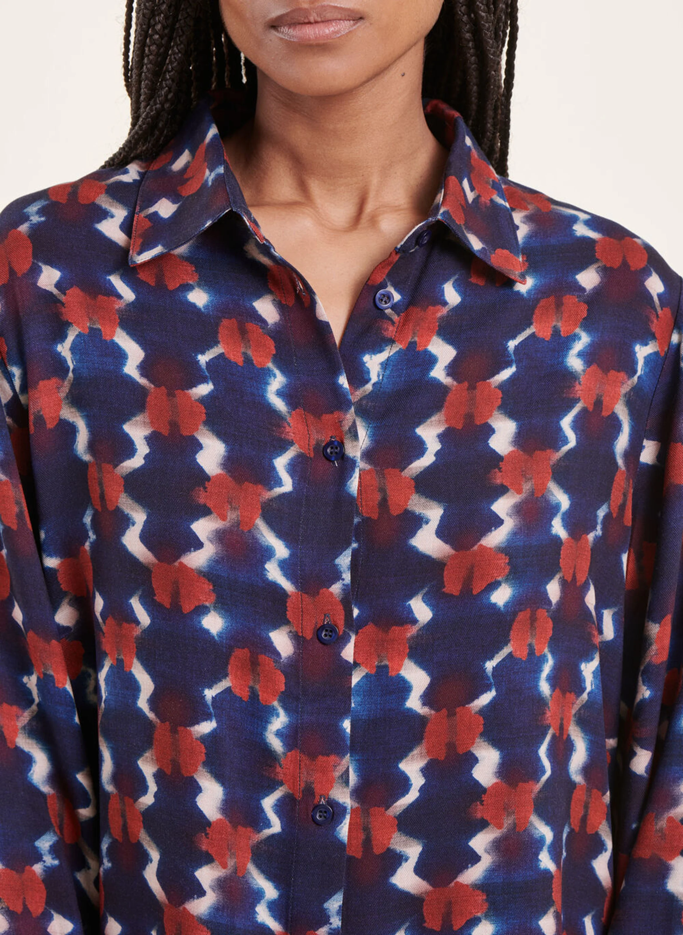 Chemise ample imprimée| Bleu