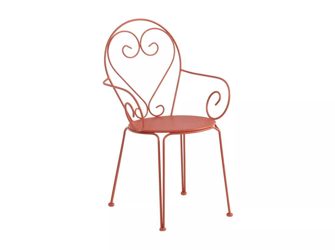 Lot de 4 fauteuils de jardin empilables en métal façon fer forgé - Terracotta - GUERMANTES de MYLIA