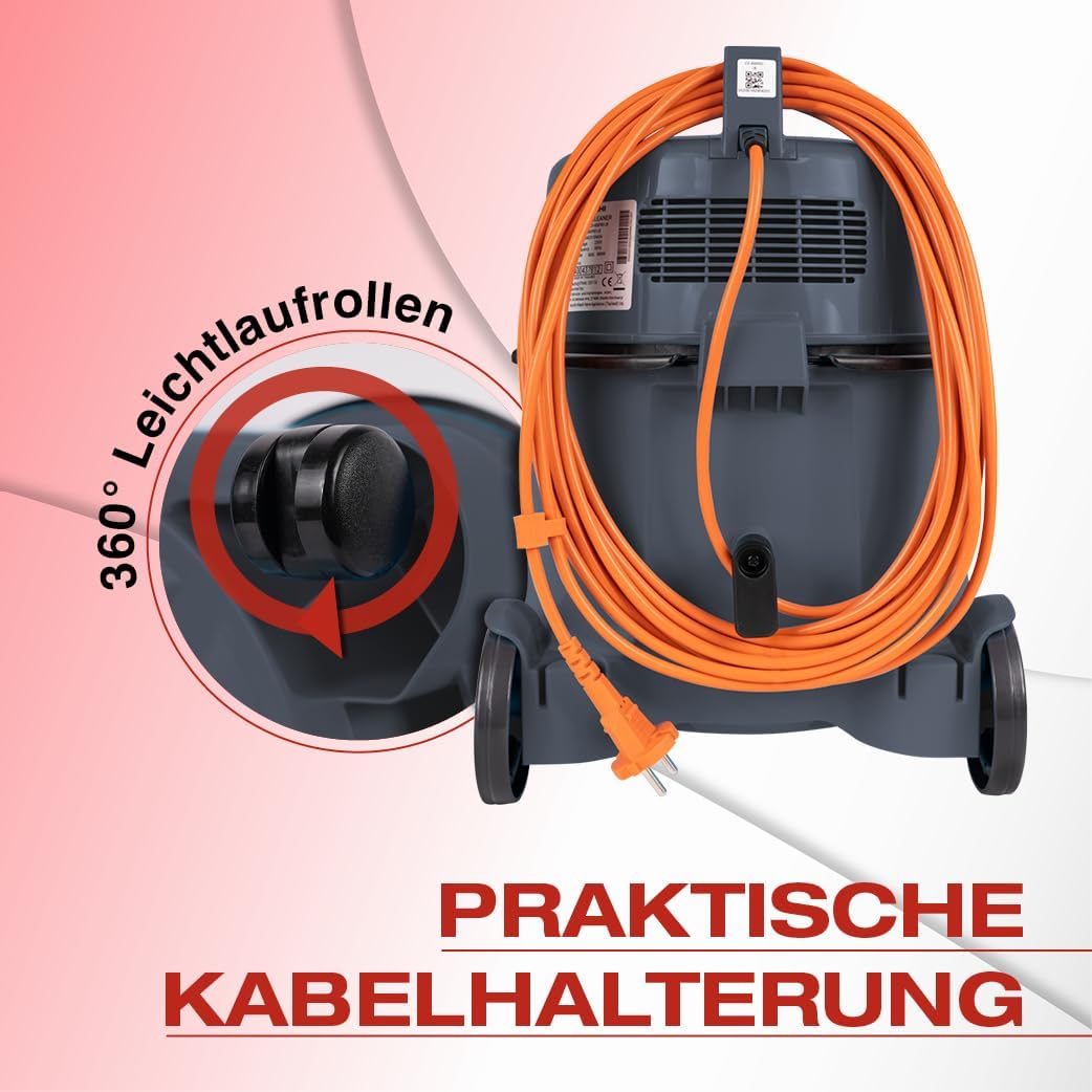 HITACHI Staubsauger CV-400P PRO + Beutel + HEPA Filter 4,5L - Profi Bodenstaubsauger 880W leise 74 dB, 13m Radius, Teppichdüse & Zubehör, Gewerbesauger Haushalt & Industrie - beutellos nutzbar (Grau)