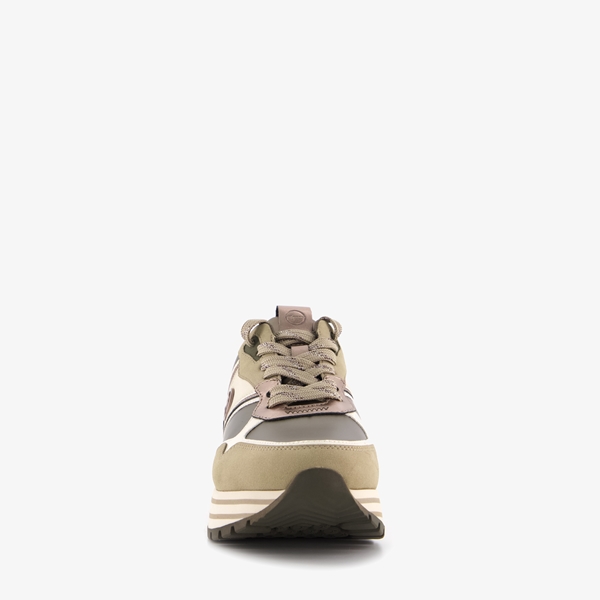 Tamaris leren dames sneakers groen/beige