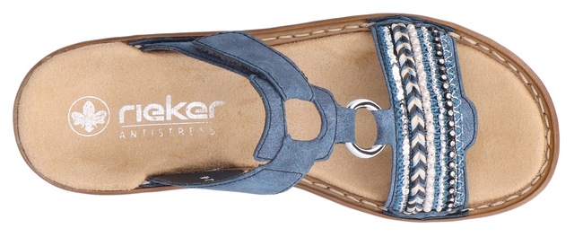 Rieker Pantolette  , Keilabsatz, Sommerschuh, Schlappen mit Pailetten- und Perlenbesatz