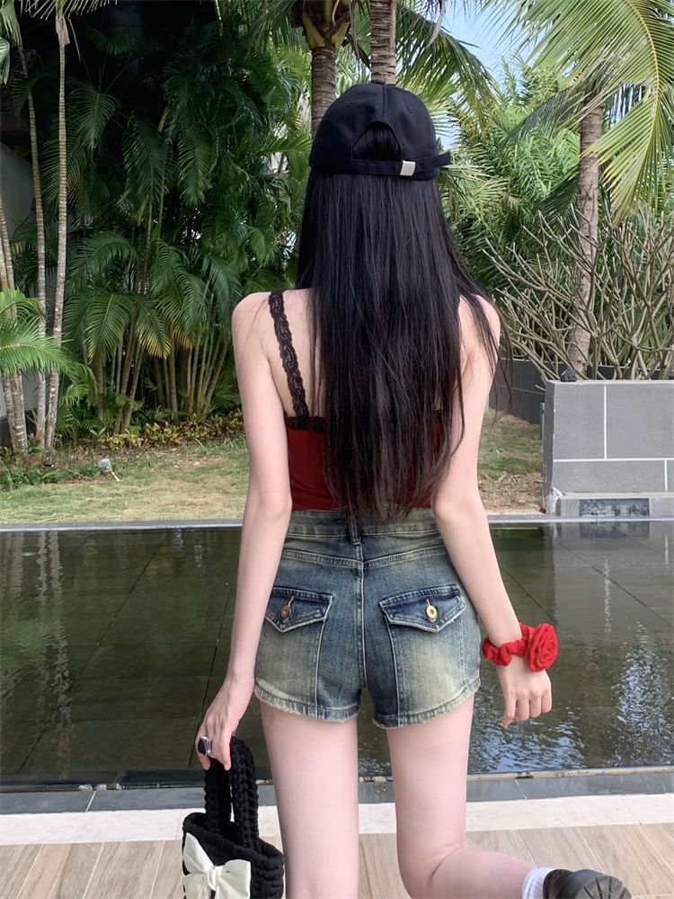 Beem - Gewassen denim shorts met hoge taille