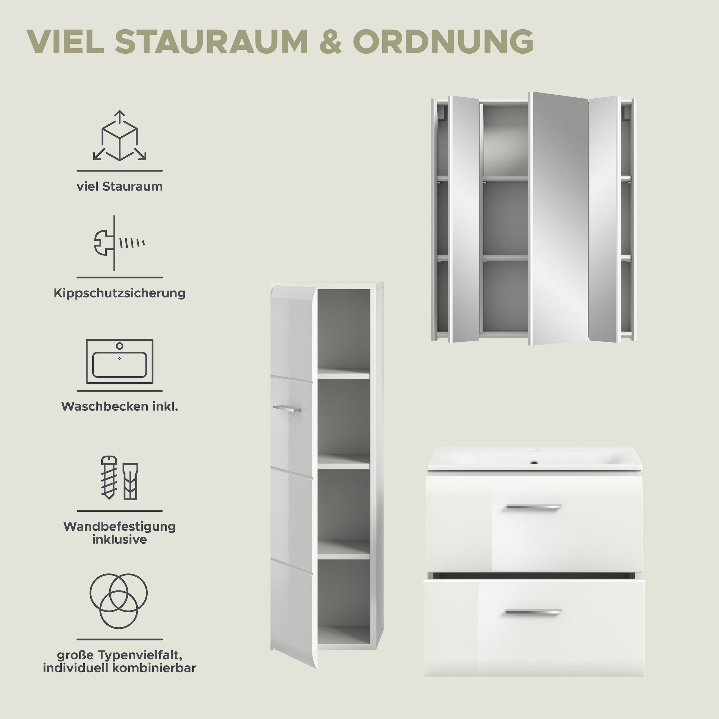 INOSIGN Badezimmer-Set Set, 4 Stk. tlg.