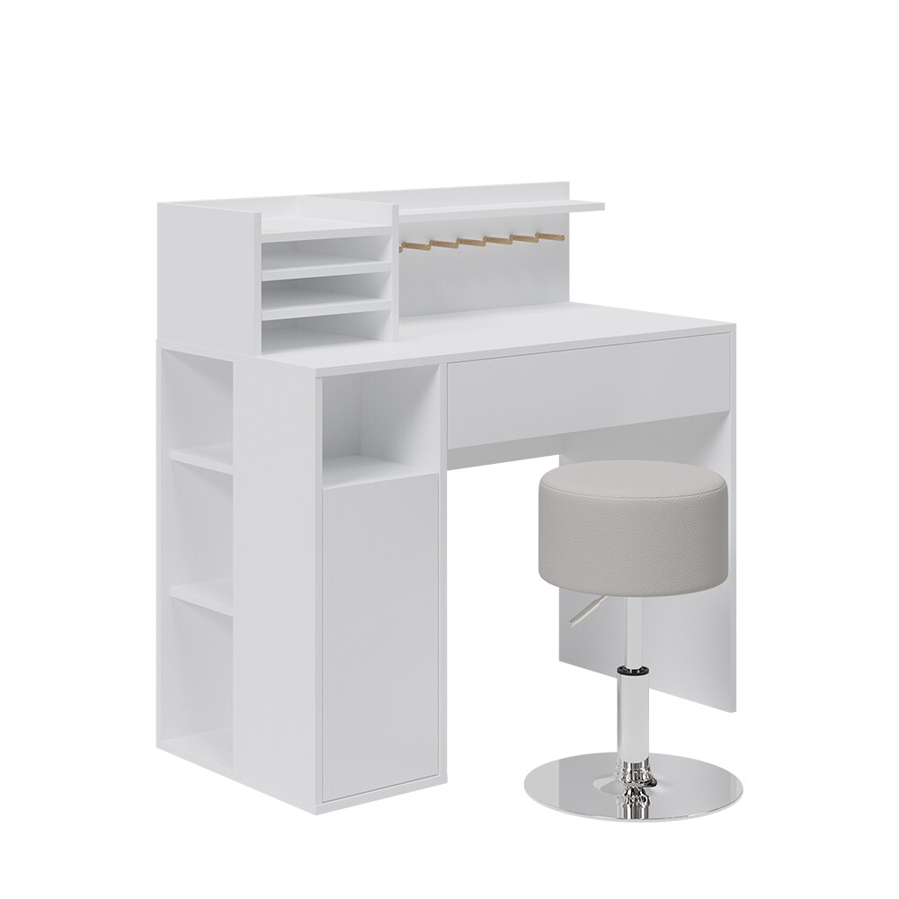 Vicco Schreibtisch, Weiß, 2 Teile, mit Hocker