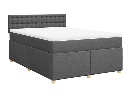 Sommier à lattes de lit avec matelas Gris foncé 160x200cm Tissu