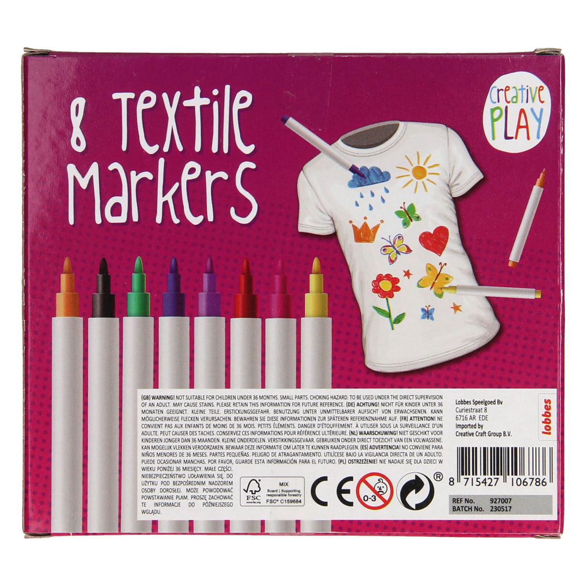 Lobbes Textielmarkers, 8st.
