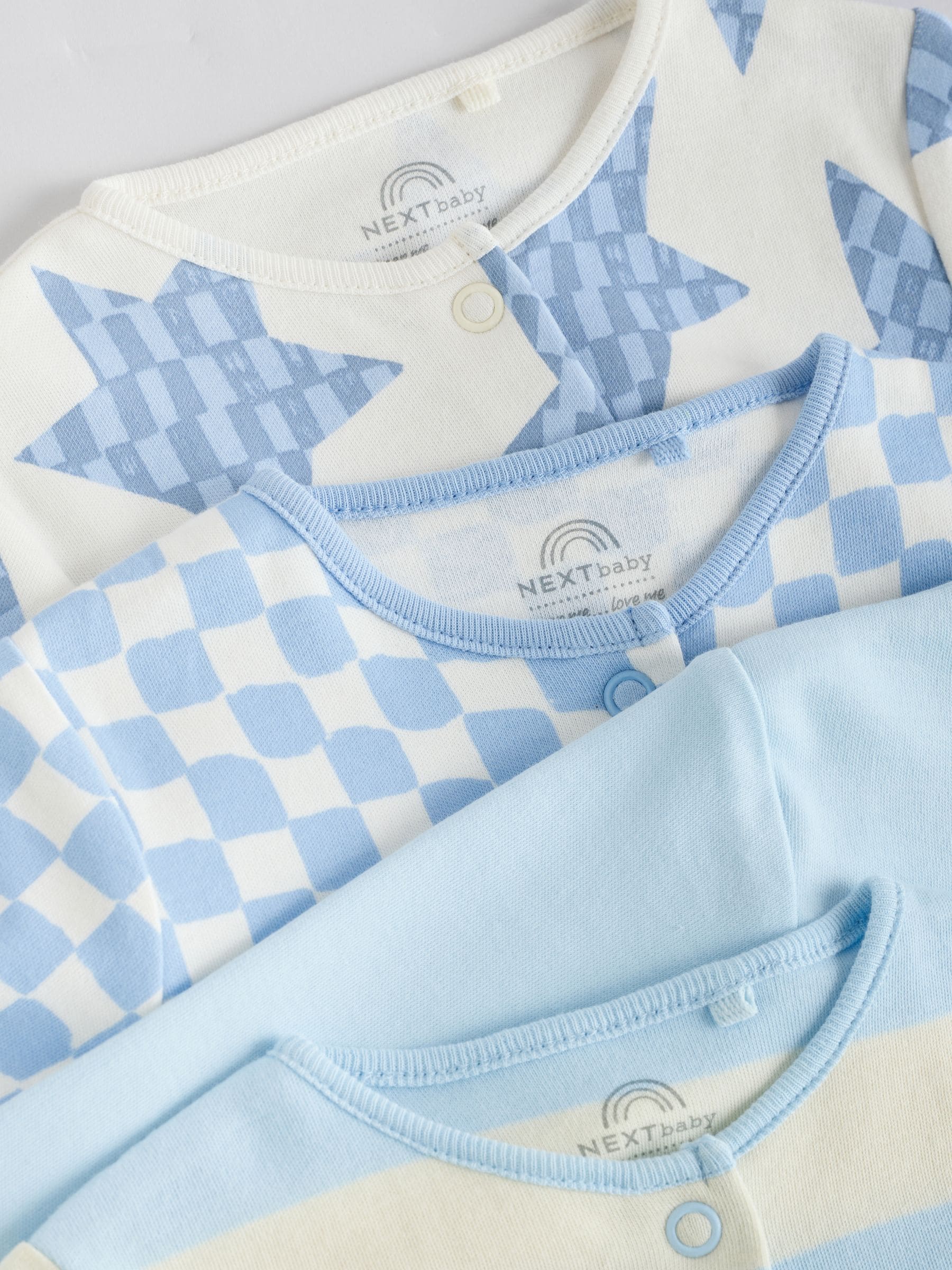 Blauw - Set van 4 voetloze Baby-pyjama's met ster (0mnd -3jr)