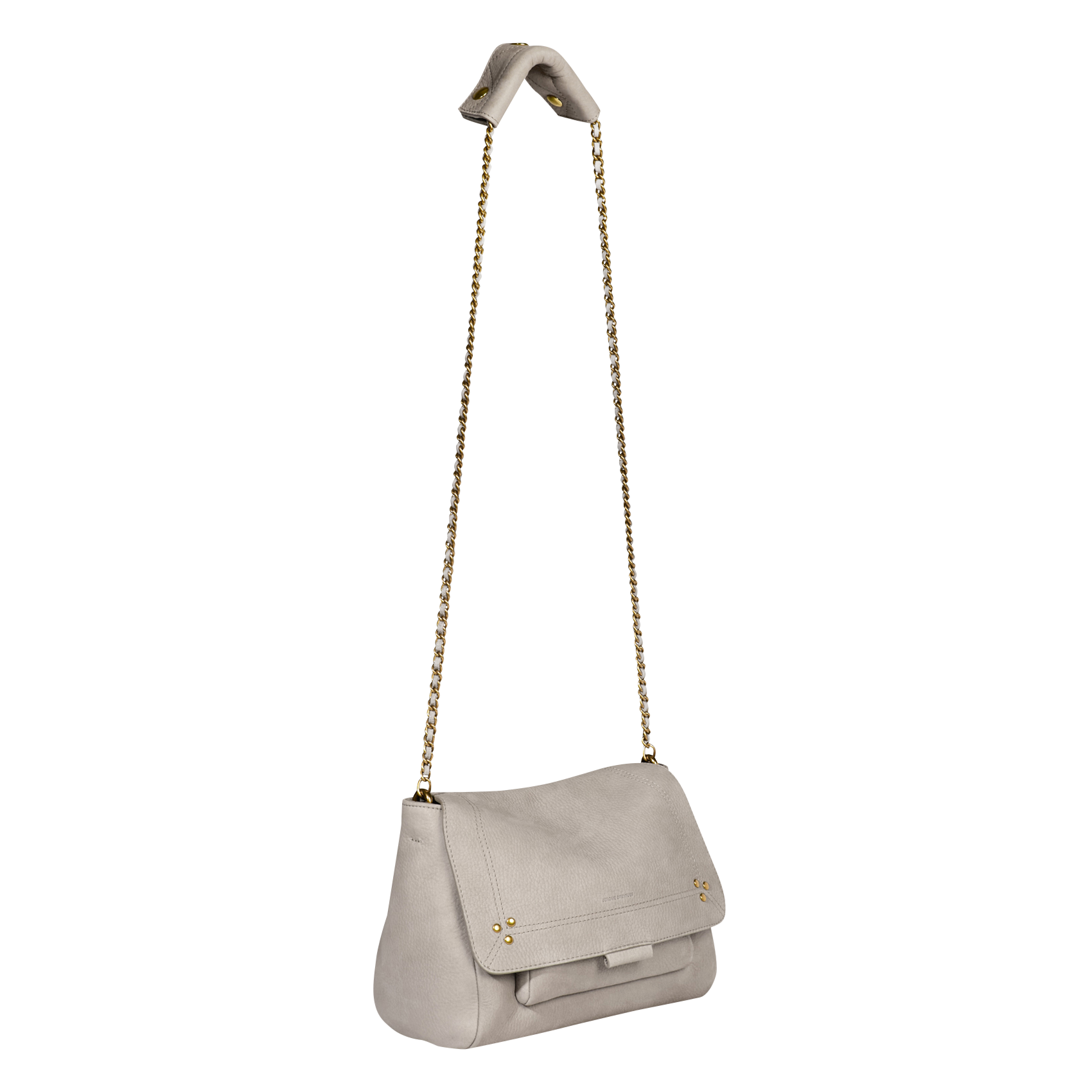 LULU M - Sac besace porté épaule en cuir | Gris