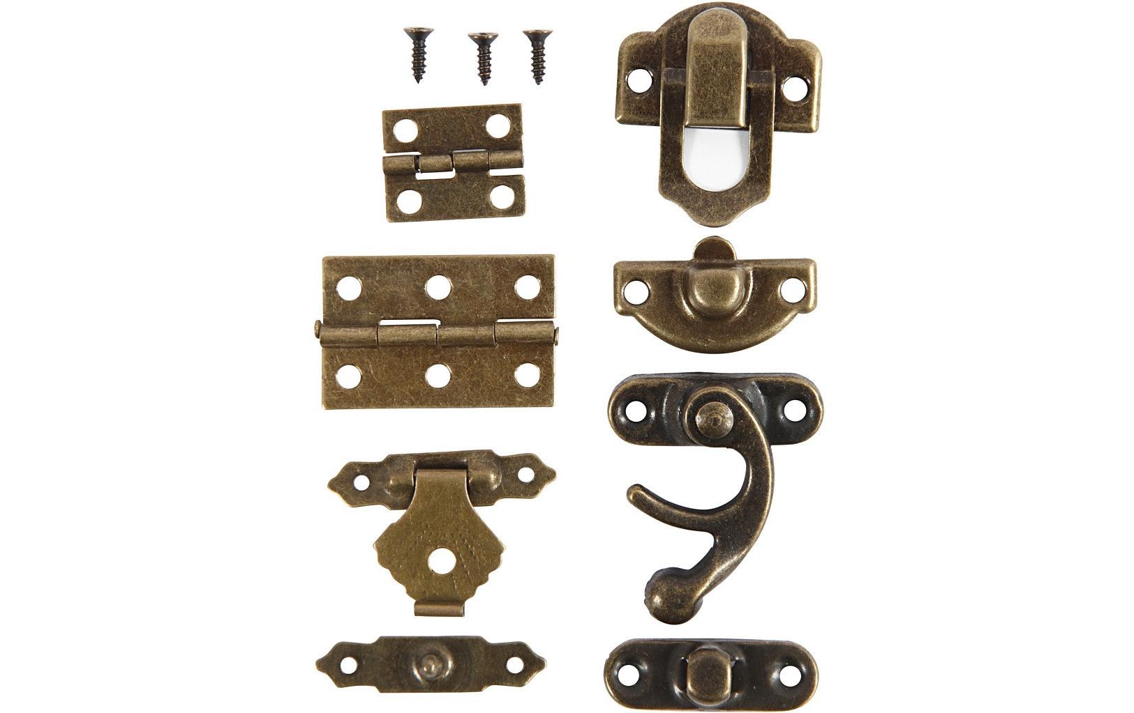 Beschlag Verschluss Set 15-teilig, AntikgoldSchlösser, Scharniere und Verschluss