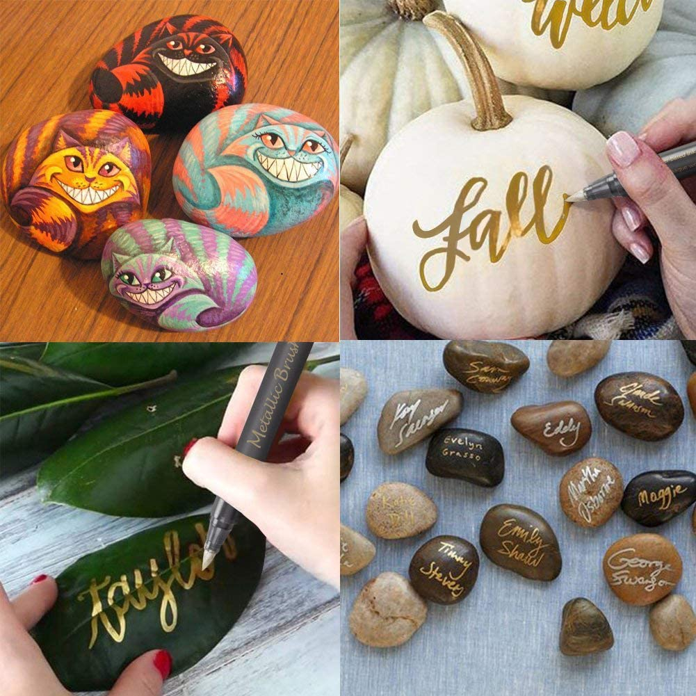 (10er Set) Metallic Marker Pinsel Filzstifte Brush Pen auf Wasserbasis