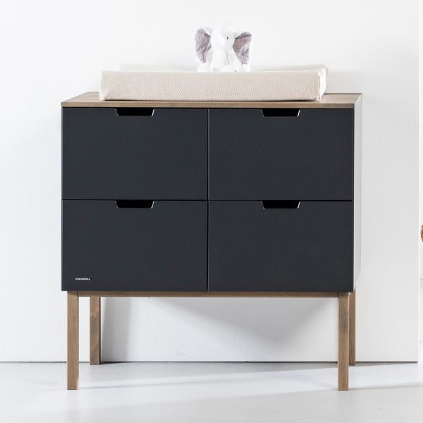 Kidsmill Sepp Babykamer Antraciet / Beuken | Bed 60 x 120 cm   Commode