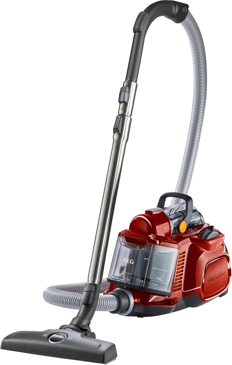 AEG LX7-2-CR-A Staubsauger beutellos / ideal für Haustierbesitzer / Zusatzdüsen + Spezialdüsen-Set für Tierhaare / 750 Watt / 9 m Aktionsradius / 1,4l Staubbehälter / waschbarer Hygiene Filter / rot