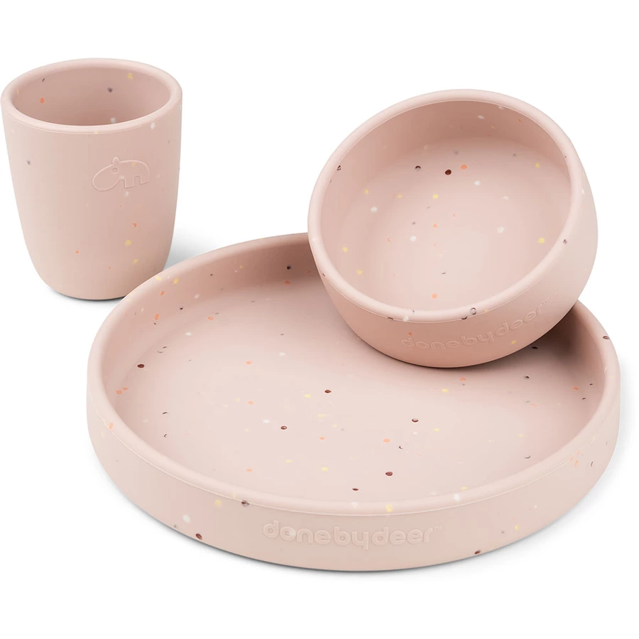 Done by Deer™ Silikon Geschirr-Set Confetti rosa