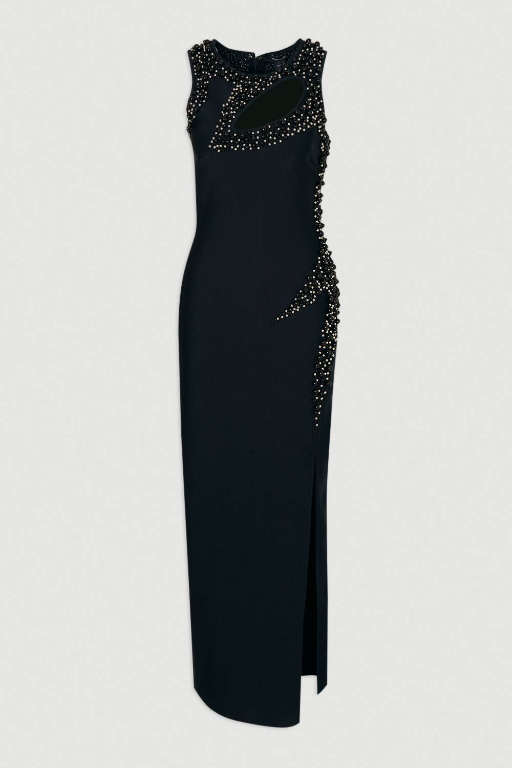 KarenMillen Robe Maxi Moulante Sans Manches en Maille Bandage Ornée