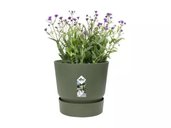ELHO Pot de fleurs rond Greenville 25 - Exterieur - O 24,48 x H 23,31 cm - Vert feuille