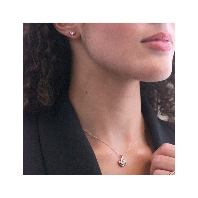 Boucles d'oreilles Simply Love - Or Rosé et Cristal