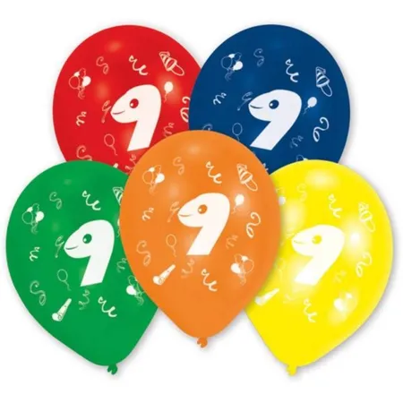 amscan Ballons mit Zahl 9, 10 Stück