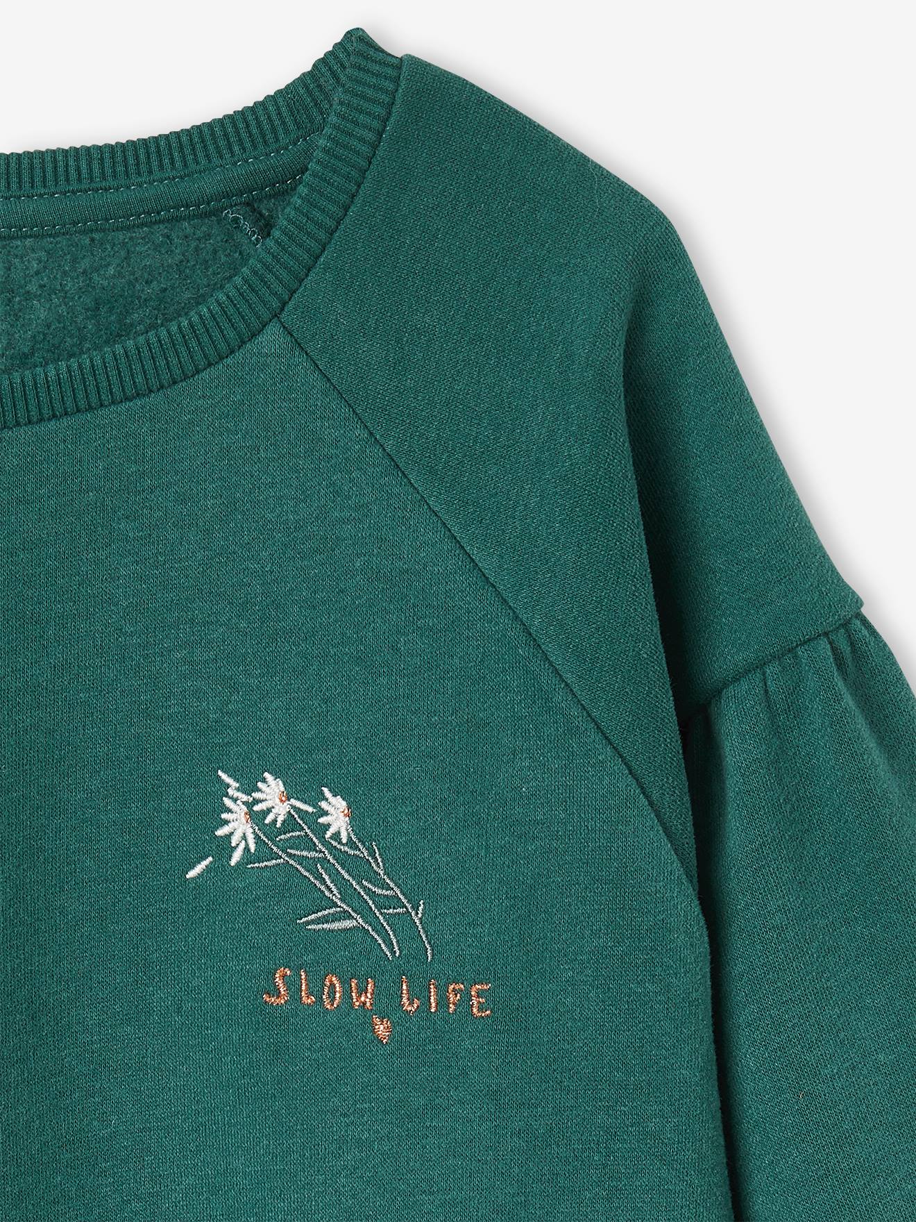 Vestido de dois tecidos para meninas, verde